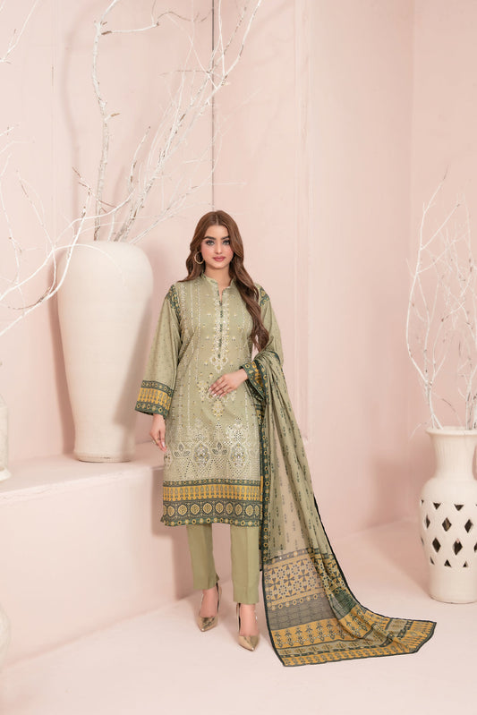 Un-Stitched Embroided Lawn Suit 3pc