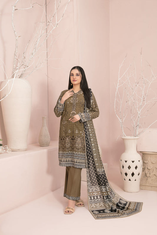 Un-Stitched embroided Lawn 3pc Suit