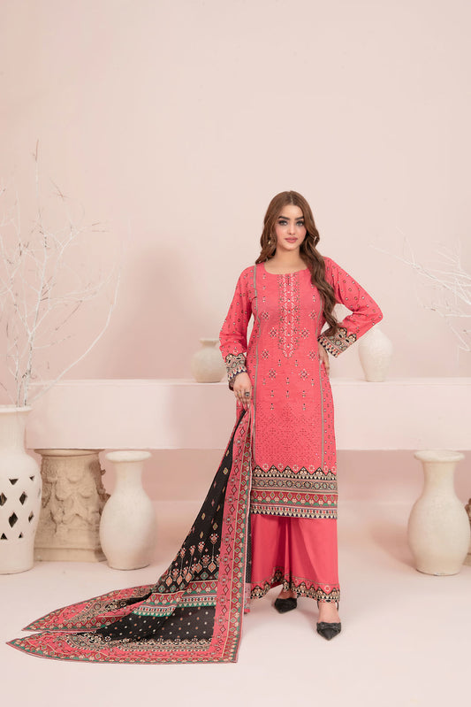 Un-Stitched Embroided Lawn Suit 3pc