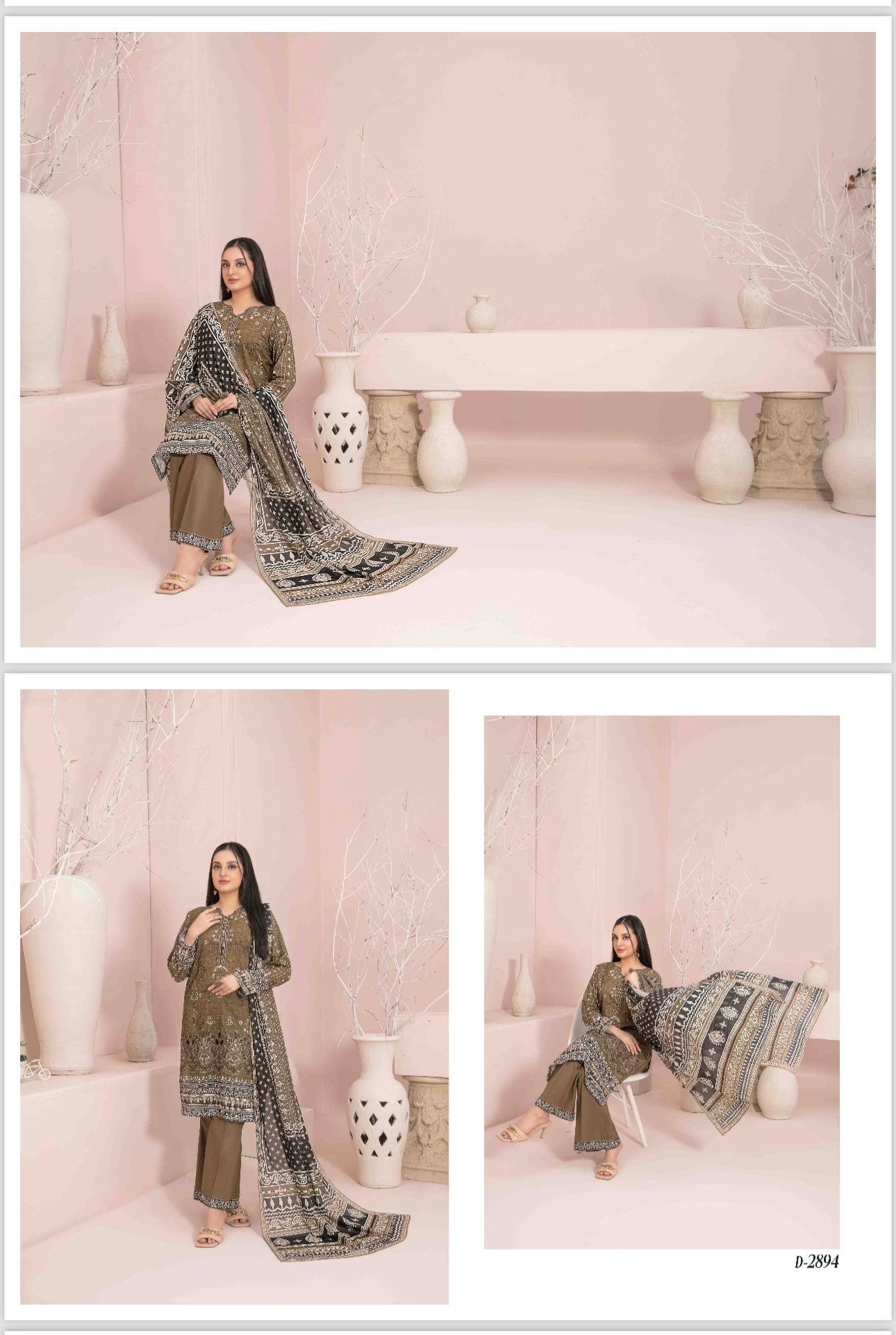 Un-Stitched embroided Lawn 3pc Suit