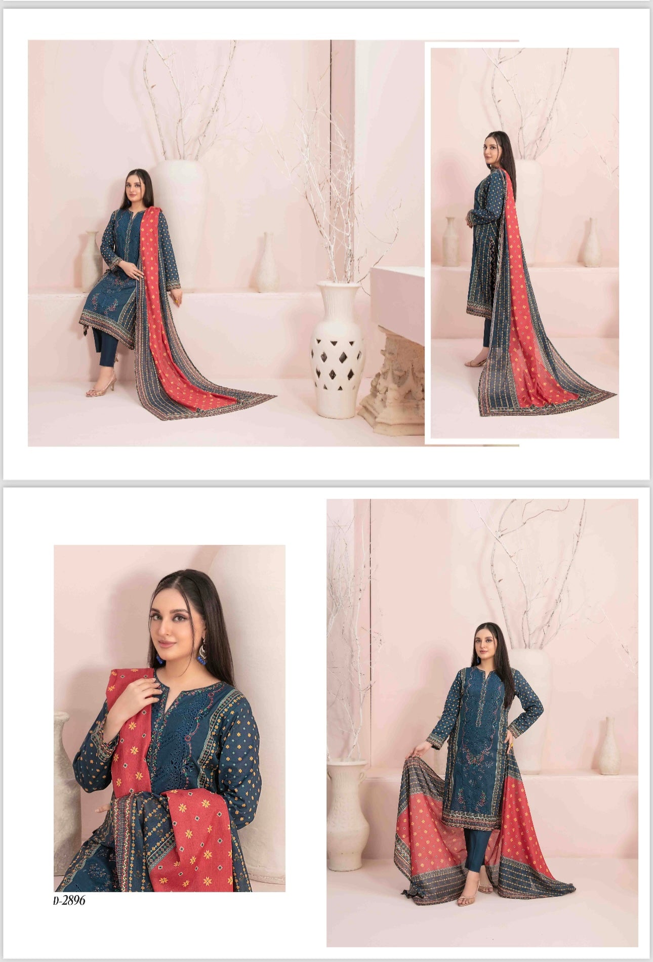 Un-Stitched Embroided Lawn 3pc Suit