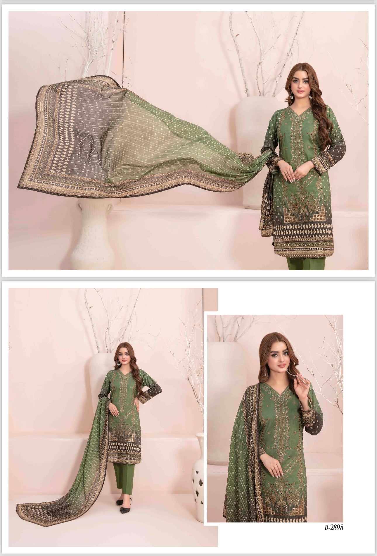 Un-Stitched Embroided Lawn Suit 3pc