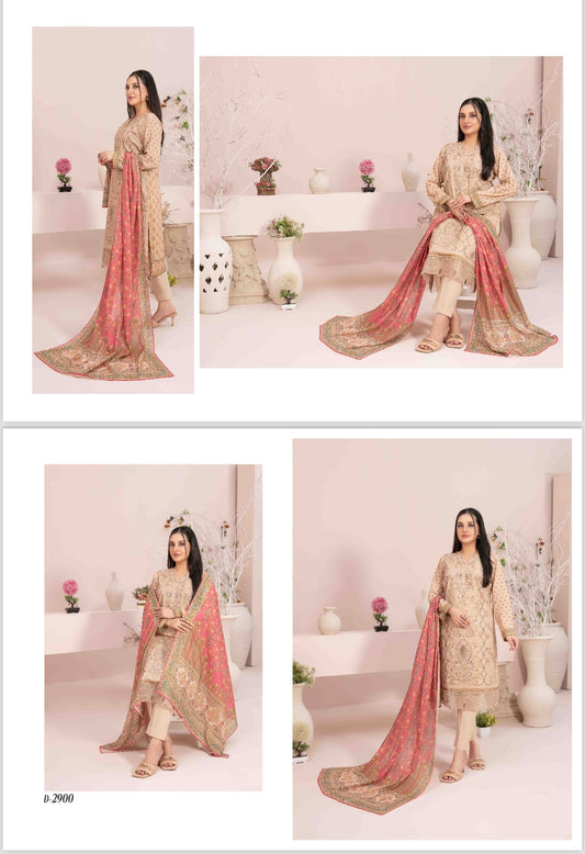 Un-Stitched Embroided Lawn Suit 3pc